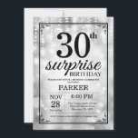 Surprise 30th Birthday Invitation Silver Glitter<br><div class="desc">Surprise 30th Birthday Invitation with Silver String Lights with Silver Glitter Background. Silver Birthday. Adult Birthday. Men or Women Bday Invite. 13th 15th 16th 18th 20th 21st 30th 40th 50th 60th 70th 80th 90th 100th, Any age. For further customisation, please click the "Customise it" button and use our design tool...</div>