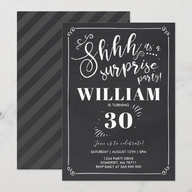 Surprise 30th Birthday Invitation Vintage Surprise (Front/Back)