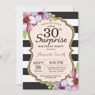 Surprise 30th Birthday Invitation Women Floral
