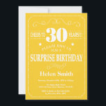 Surprise 30th Birthday Invitation Yellow and White<br><div class="desc">Surprise 30th Birthday Invitation Yellow and White Typography. Yellow Background. Adult Birthday. Male Men or Women Birthday. Kids Boy or Girl Lady Teen Teenage Bday Invite. 13th 15th 16th 18th 20th 21st 30th 40th 50th 60th 70th 80th 90th 100th. Any Age. For further customisation, please click the "Customise it" button...</div>