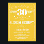 Surprise 30th Birthday Invitation Yellow and White<br><div class="desc">Surprise 30th Birthday Invitation Yellow and White Typography. Yellow Background. Adult Birthday. Male Men or Women Birthday. Kids Boy or Girl Lady Teen Teenage Bday Invite. 13th 15th 16th 18th 20th 21st 30th 40th 50th 60th 70th 80th 90th 100th. Any Age. For further customisation, please click the "Customise it" button...</div>