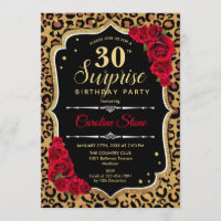Surprise 30th Birthday - Leopard Black Gold Red