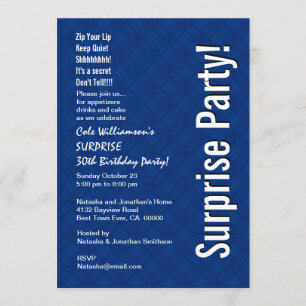 SURPRISE 30th Birthday Modern Royal Blue Ver 001 Invitation