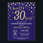 Surprise 30th Birthday Navy Blue and Gold Diamond Invitation<br><div class="desc">Surprise 30th Birthday Invitation with Navy Blue and Gold Glitter Diamond Background. Gold Confetti. Adult Birthday. Male Men or Women Birthday. For further customisation,  please click the "Customise it" button and use our design tool to modify this template.</div>