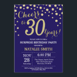 Surprise 30th Birthday Navy Blue and Gold Diamond Invitation<br><div class="desc">Surprise 30th Birthday Invitation with Navy Blue and Gold Glitter Diamond Background. Gold Confetti. Adult Birthday. Male Men or Women Birthday. For further customisation,  please click the "Customise it" button and use our design tool to modify this template.</div>