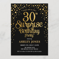 Surprise 30th Birthday Party - Black & Gold