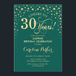 Surprise 30th Birthday Party - Emerald Green Gold Invitation<br><div class="desc">Surprise 30th Birthday Party Invitation.
Elegant design in emerald green and faux glitter gold. Features script font and diamonds confetti. Cheers to 30 Years! Message me if you need further customization.</div>