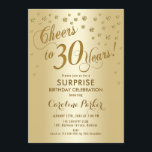 Surprise 30th Birthday Party - Gold Invitation<br><div class="desc">Surprise 30th Birthday Party Invitation
Elegant design with faux glitter gold. Features script font and confetti. Cheers to 30 Years! Message me if you need a custom age.</div>