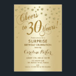 Surprise 30th Birthday Party - Gold Invitation<br><div class="desc">Surprise 30th Birthday Party Invitation
Elegant design with faux glitter gold. Features script font and confetti. Cheers to 30 Years! Message me if you need a custom age.</div>