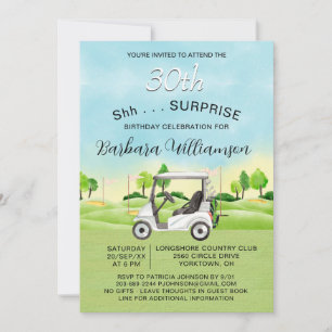 SURPRISE 30th Birthday Party Lady Golfer Theme Invitation