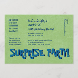SURPRISE 30th Birthday Party Modern Green Navy V02 Invitation