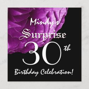 SURPRISE 30th Birthday Party Purple Rose W064 Invitation