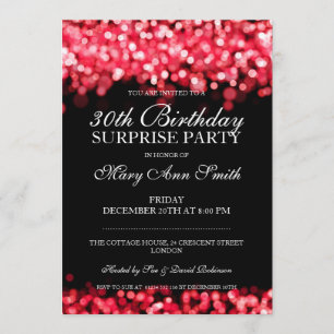 Surprise 30th Birthday Party Red Lights Invitation