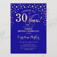 Surprise 30th Birthday Party - Royal Blue Gold