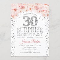 Surprise 30th Birthday Party - White Silver Pink