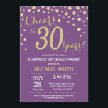Surprise 30th Birthday Purple and Gold Diamond Invitation<br><div class="desc">Surprise 30th Birthday Invitation with Purple and Gold Glitter Diamond Background. Gold Confetti. Adult Birthday. Male Men or Women Birthday. For further customisation,  please click the "Customise it" button and use our design tool to modify this template.</div>
