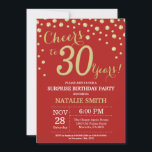 Surprise 30th Birthday Red and Gold Diamond Invitation<br><div class="desc">Surprise 30th Birthday Invitation with Red and Gold Glitter Diamond Background. Gold Confetti. Adult Birthday. Male Men or Women Birthday. For further customisation,  please click the "Customise it" button and use our design tool to modify this template.</div>