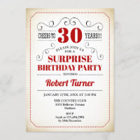 Surprise 30th Birthday - Red White Black