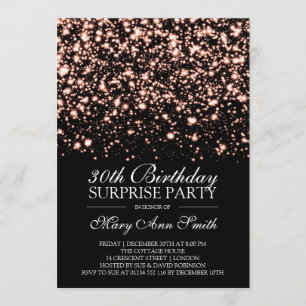 Surprise 30th Birthday Rose Gold Midnight Glam Invitation