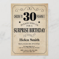 Surprise 30th Birthday Rustic Vintage Retro