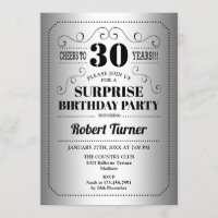 Surprise 30th Birthday - Silver Black