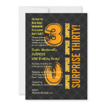 SURPRISE 30th Modern Birthday Black and Gold E002