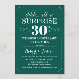 Surprise 30th Wedding Anniversary - Emerald Green Invitation