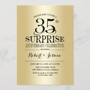 Surprise 35th Wedding Anniversary - Gold Invitation