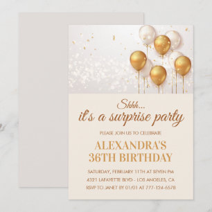 Surprise 36th birthday invitations Gold