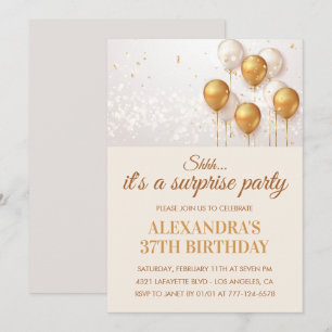 Surprise 37th birthday invitations Gold