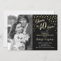 Surprise 40th Anniversary with Photo - Gold Black