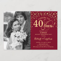Surprise 40th Anniversary with Photo Red Gold