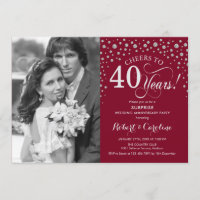 Surprise 40th Anniversary with Photo Red Silver