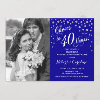 Surprise 40th Anniversary with Photo - Silver Blue