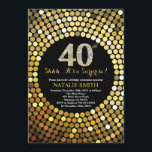 Surprise 40th Birthday Black and Gold Glitter Invitation<br><div class="desc">Surprise 40th Birthday Invitation. Black and Gold Glitter. Gold Diamond. Adult Birthday Party. For Men or Women. For further customisation,  please click the "Customise it" button and use our design tool to modify this template.</div>