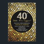 Surprise 40th Birthday Black and Gold Glitter Invitation<br><div class="desc">Surprise 40th Birthday Invitation. Black and Gold Glitter. Gold Diamond. Adult Birthday Party. For Men or Women. For further customisation,  please click the "Customise it" button and use our design tool to modify this template.</div>