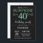 Surprise 40th Birthday Black and Green Glitter Invitation<br><div class="desc">Surprise 40th Birthday Invitation with Black and Green Glitter Background. Chalkboard. Adult Birthday. Men or Women Bday Invite. Any age. For further customisation,  please click the "Customise it" button and use our design tool to modify this template.</div>