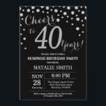 Surprise 40th Birthday Black and Silver Diamond Invitation<br><div class="desc">Surprise 40th Birthday Invitation with Black and Silver Glitter Diamond Background. Silver Confetti. Adult Birthday. Male Men or Women Birthday. For further customisation,  please click the "Customise it" button and use our design tool to modify this template.</div>