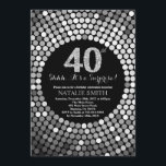 Surprise 40th Birthday Black and Silver Glitter Invitation<br><div class="desc">Surprise 40th Birthday Invitation. Black and Silver Glitter. Gold Diamond. Adult Birthday Party. For Men or Women. For further customisation,  please click the "Customise it" button and use our design tool to modify this template.</div>