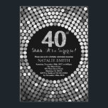 Surprise 40th Birthday Black and Silver Glitter Invitation<br><div class="desc">Surprise 40th Birthday Invitation. Black and Silver Glitter. Gold Diamond. Adult Birthday Party. For Men or Women. For further customisation,  please click the "Customise it" button and use our design tool to modify this template.</div>