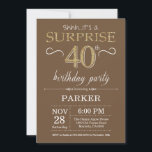 Surprise 40th Birthday Brown and Gold Glitter Invitation<br><div class="desc">Surprise 40th Birthday Invitation with Brown and Gold Glitter Background. Adult Birthday. Men or Women Bday Invite. Any age. For further customisation,  please click the "Customise it" button and use our design tool to modify this template.</div>
