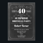 Surprise 40th Birthday - Chalkboard ANY AGE Invitation<br><div class="desc">Surprise 40th Birthday Invitation
Elegant retro chalkboard,  black and white design. Cheers to 40 years!</div>