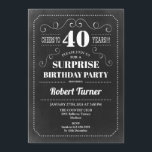 Surprise 40th Birthday - Chalkboard ANY AGE Invitation<br><div class="desc">Surprise 40th Birthday Invitation
Elegant retro chalkboard,  black and white design. Cheers to 40 years!</div>