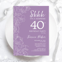 Surprise 40th Birthday - Floral Purple