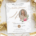 Surprise 40th Birthday Invitation<br><div class="desc">Surprise 40th Birthday Invitation. Throw the ultimate surprise with a budget-friendly milestone birthday invitation that’s sure to impress! Featuring a stunning floral design, this invitation brings a pop of colour and charm to the celebration. Add a personal touch by including a favourite photo, making it a truly memorable keepsake. Perfect...</div>