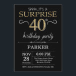 Surprise 40th Birthday Invitation Black and Gold<br><div class="desc">Surprise 40th Birthday Invitation with Black and Gold Glitter Background. Chalkboard. Adult Birthday. Men or Women Bday Invite. Any age. For further customisation,  please click the "Customise it" button and use our design tool to modify this template.</div>