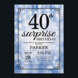 Surprise 40th Birthday Invitation Blue Glitter<br><div class="desc">Surprise 40th Birthday Invitation with Blue String Lights with Blue Glitter Background. Blue Birthday. Adult Birthday. Men or Women Bday Invite. 13th 15th 16th 18th 20th 21st 30th 40th 50th 60th 70th 80th 90th 100th, Any age. For further customisation, please click the "Customise it" button and use our design tool...</div>