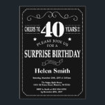 Surprise 40th Birthday Invitation Chalkboard<br><div class="desc">Surprise 40th Birthday Invitation Chalkboard. Black and White Background. Adult Birthday. Male Men or Women Birthday. Kids Boy or Girl Lady Teen Teenage Bday Invite. 13th 15th 16th 18th 20th 21st 30th 40th 50th 60th 70th 80th 90th 100th. Any Age. For further customisation, please click the "Customise it" button and...</div>