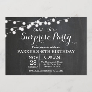 Surprise 40th Birthday Invitation Chalkboard