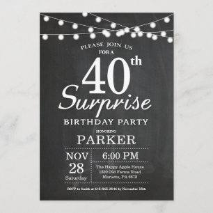 Surprise 40th Birthday Invitation Chalkboard